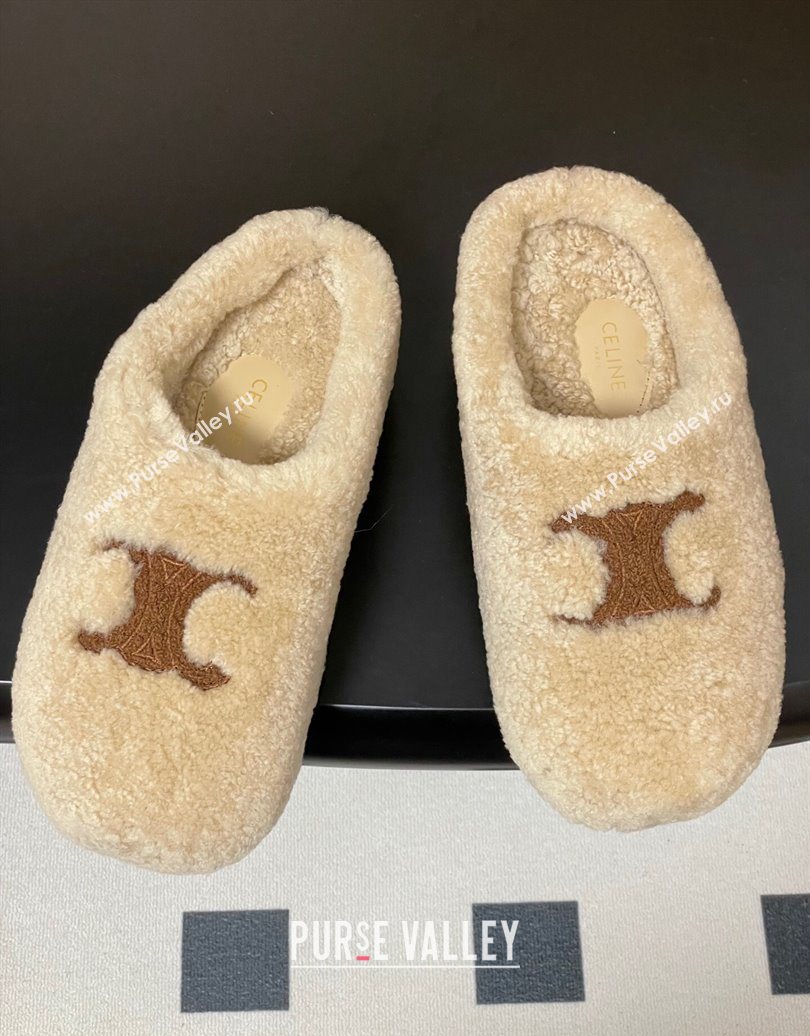 Celine Wool Platform Mules Light Beige 2025 CE102406 (MD-251024064)