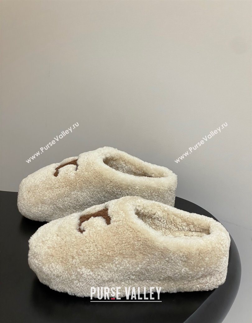 Celine Wool Platform Mules Light Beige 2025 CE102406 (MD-251024064)