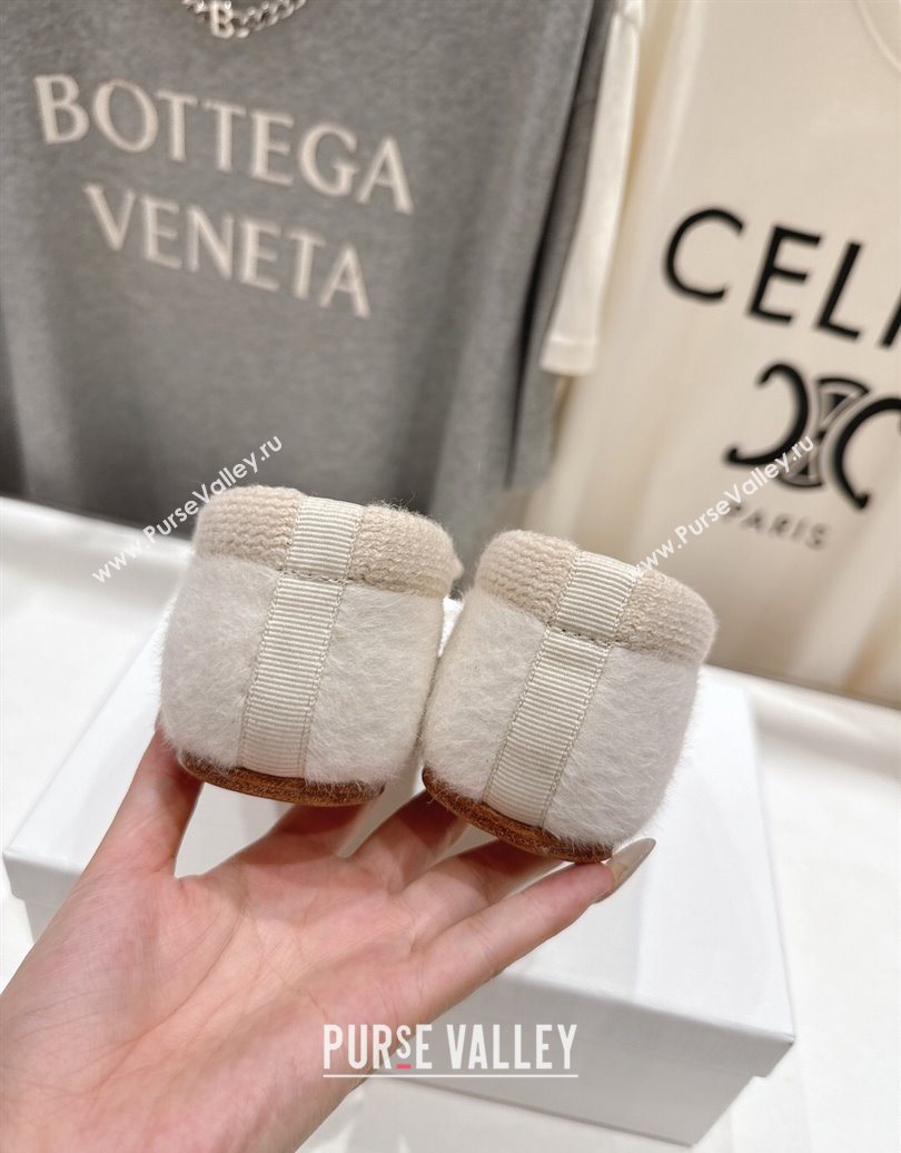 Celine Abby Ballerinas Flat in Alpaca Wool Fabric with Bow White 2025 (MD-251024023)