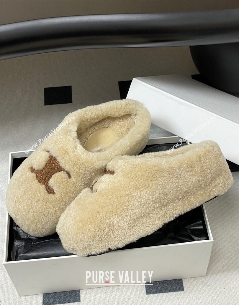 Celine Wool Platform Mules Light Beige 2025 CE102406 (MD-251024064)