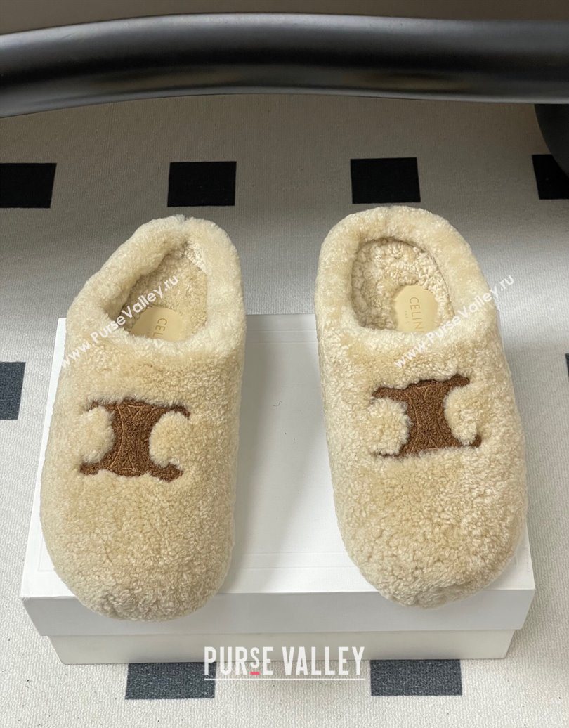 Celine Wool Platform Mules Light Beige 2025 CE102406 (MD-251024064)