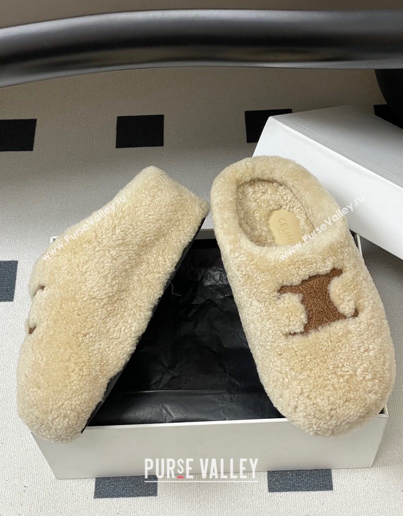 Celine Wool Platform Mules Light Beige 2025 CE102406 (MD-251024064)
