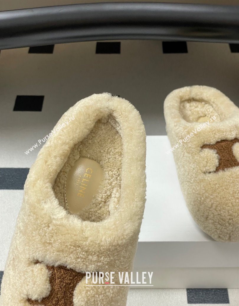 Celine Wool Platform Mules Light Beige 2025 CE102406 (MD-251024064)