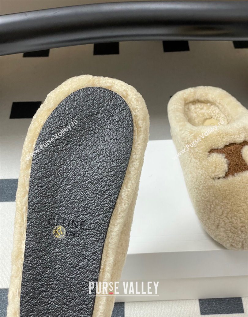 Celine Wool Platform Mules Light Beige 2025 CE102406 (MD-251024064)