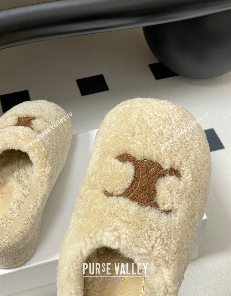 Celine Wool Platform Mules Light Beige 2025 CE102406 (MD-251024064)