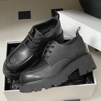 Celine Triomphe Platform Derbies laced-up Shoes 6cm in Calfskin Leather Black 2025 CE102405 (MD-251024060)