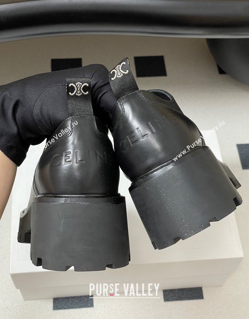 Celine Triomphe Platform Derbies laced-up Shoes 6cm in Calfskin Leather Black 2025 CE102405 (MD-251024060)