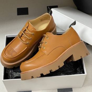 Celine Triomphe Platform Derbies laced-up Shoes 6cm in Calfskin Leather Brown 2025 CE102405 (MD-251024061)