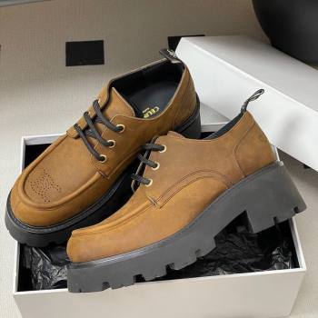Celine Triomphe Platform Derbies laced-up Shoes 6cm in Suede Brown 2025 CE102405 (MD-251024062)