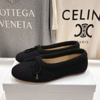 Celine Abby Ballerinas Flat in Alpaca Wool Fabric with Bow Black 2025 (MD-251024022)