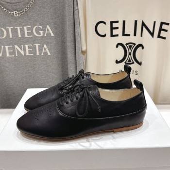 Celine Lise Perforated Triomphe Richelieu Laced-up Shoes in Calfskin Leather Black 2025 (MD-251024028)
