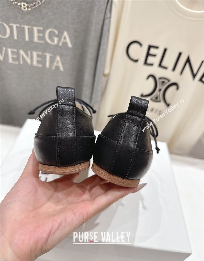 Celine Lise Perforated Triomphe Richelieu Laced-up Shoes in Calfskin Leather Black 2025 (MD-251024028)