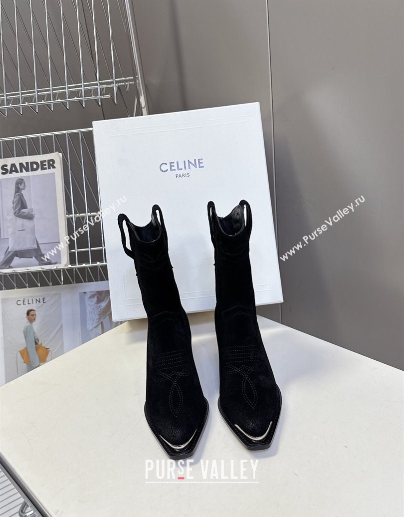 Celine Suede Heel Ankle Boots 5cm Black 2025 CE102401 (MD-251024032)