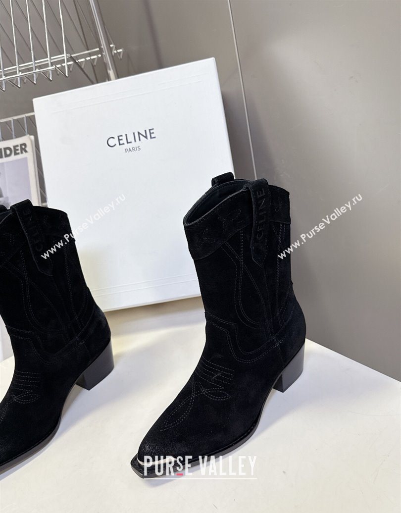 Celine Suede Heel Ankle Boots 5cm Black 2025 CE102401 (MD-251024032)