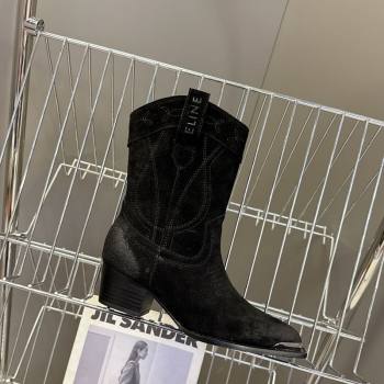 Celine Suede Heel Ankle Boots 5cm Black 2025 CE102401 (MD-251024032)