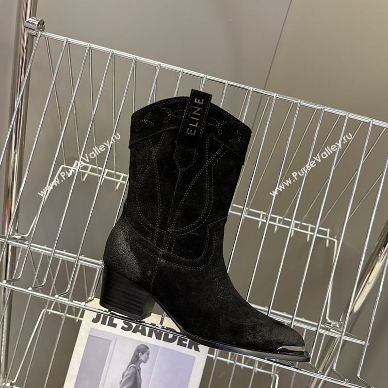 Celine Suede Heel Ankle Boots 5cm Black 2025 CE102401 (MD-251024032)