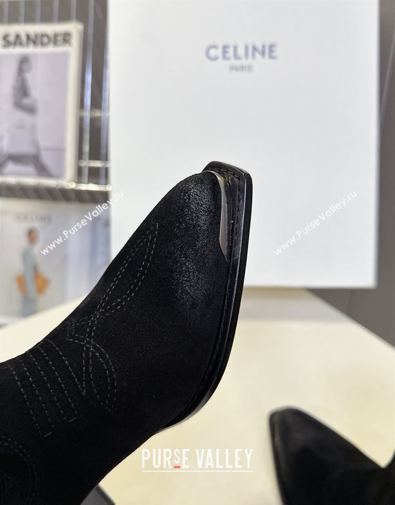 Celine Suede Heel Ankle Boots 5cm Black 2025 CE102401 (MD-251024032)