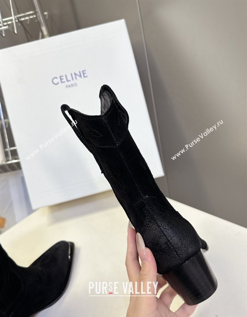 Celine Suede Heel Ankle Boots 5cm Black 2025 CE102401 (MD-251024032)