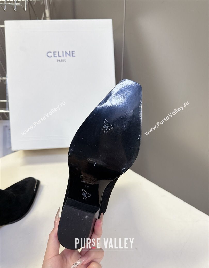 Celine Suede Heel Ankle Boots 5cm Black 2025 CE102401 (MD-251024032)
