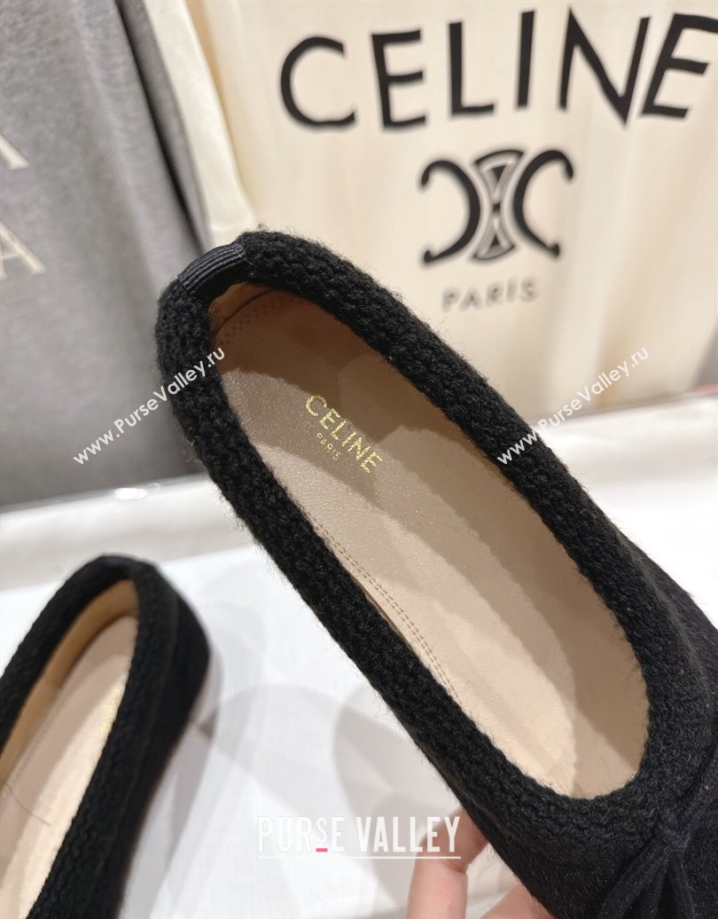 Celine Abby Ballerinas Flat in Alpaca Wool Fabric with Bow Black 2025 (MD-251024022)