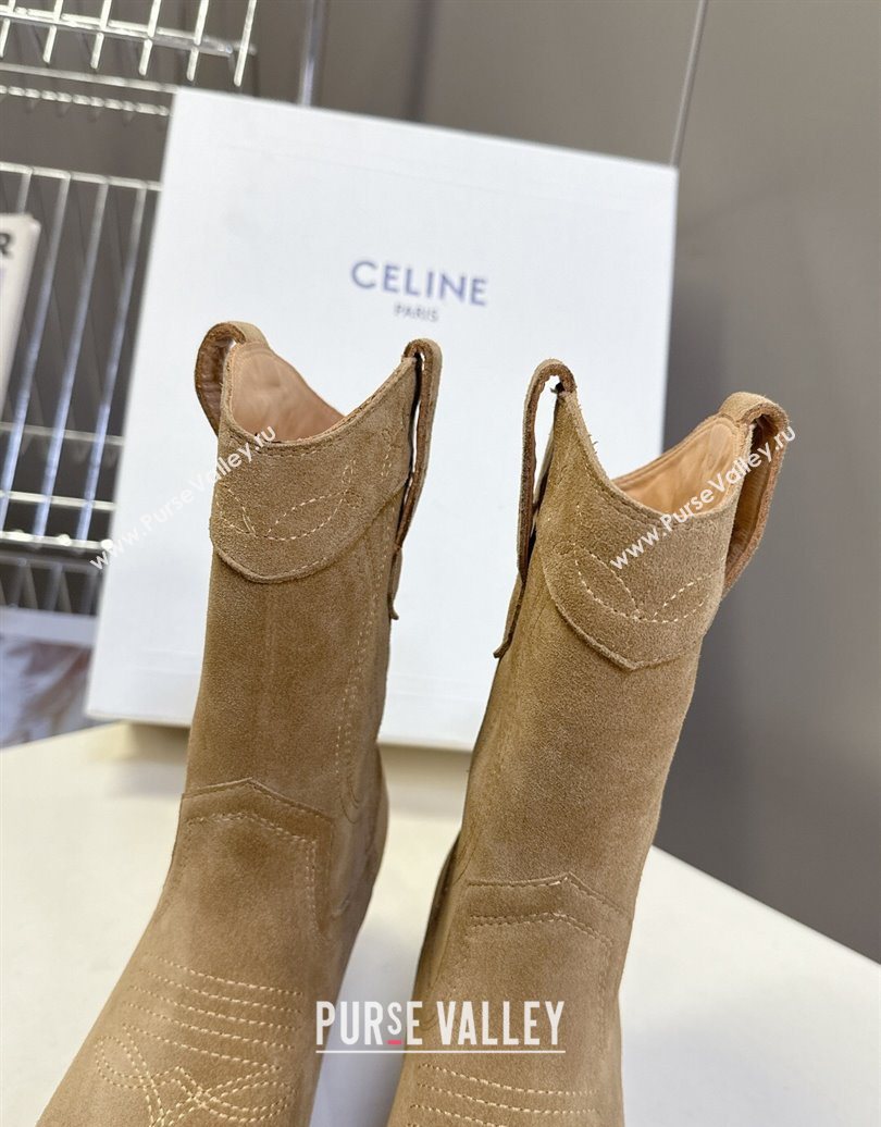 Celine Suede Heel Ankle Boots 5cm Beige 2025 CE102401 (MD-251024034)