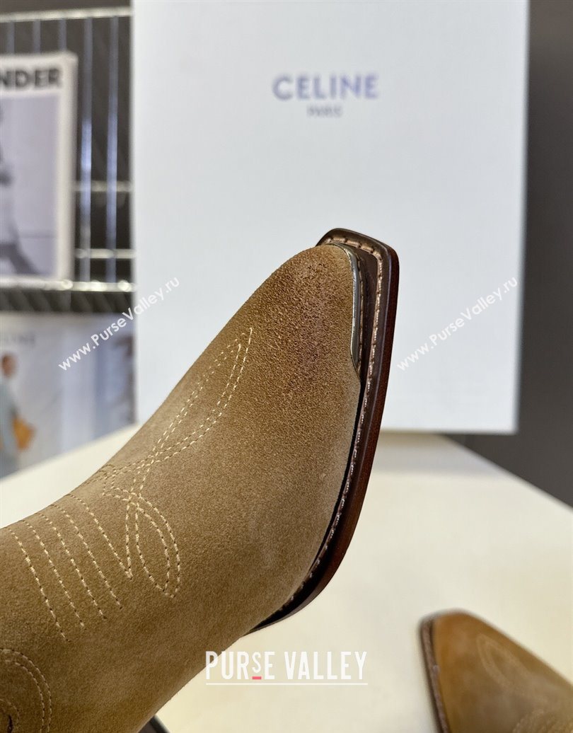 Celine Suede Heel Ankle Boots 5cm Beige 2025 CE102401 (MD-251024034)