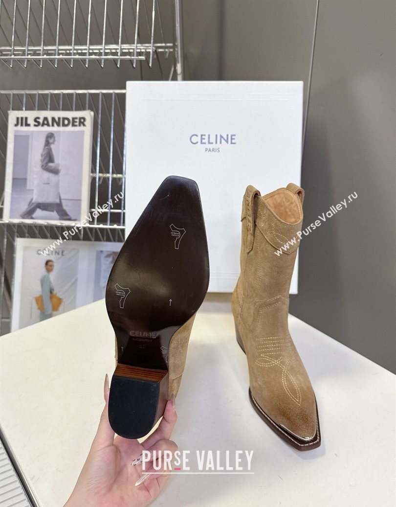 Celine Suede Heel Ankle Boots 5cm Beige 2025 CE102401 (MD-251024034)
