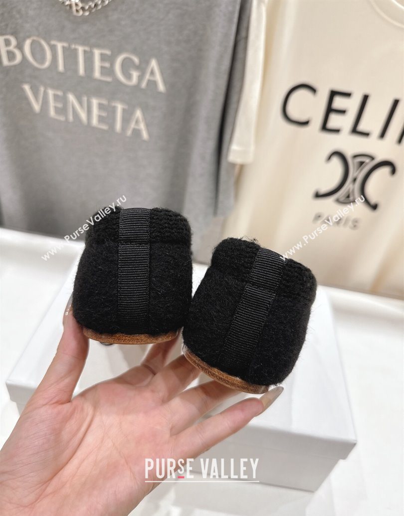 Celine Abby Ballerinas Flat in Alpaca Wool Fabric with Bow Black 2025 (MD-251024022)