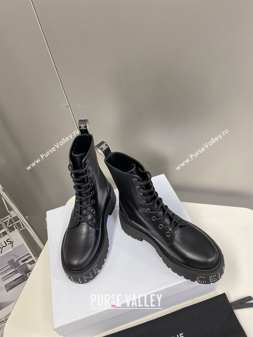 Celine Laced-up Platform Ankle Boots 5cm in Calfskin with Studs 2025 CE102402 (MD-251024044)