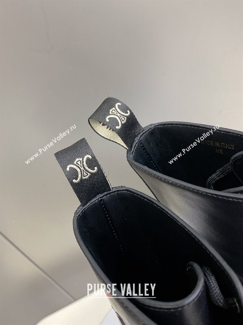 Celine Laced-up Platform Ankle Boots 5cm in Calfskin with Studs 2025 CE102402 (MD-251024044)