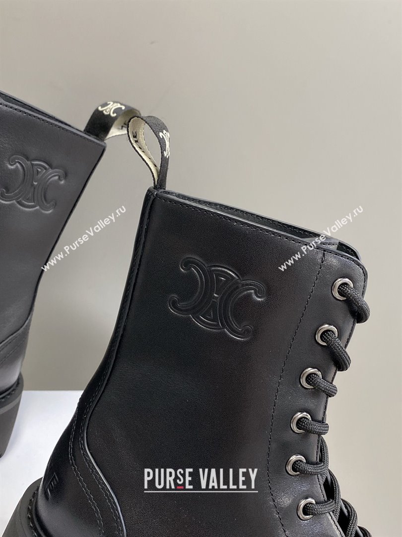 Celine Laced-up Platform Ankle Boots 5cm in Calfskin with Studs 2025 CE102402 (MD-251024044)