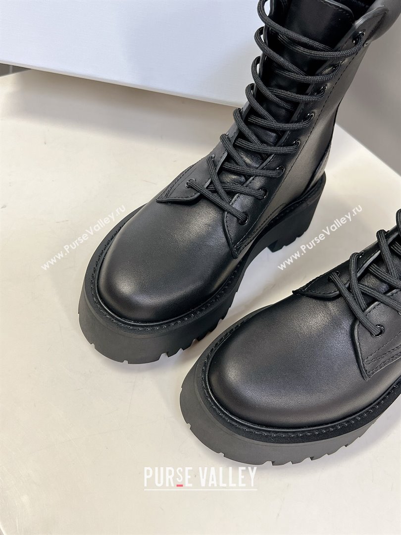 Celine Laced-up Platform Ankle Boots 5cm in Calfskin Leather Black 2025 CE102402 (MD-251024042)