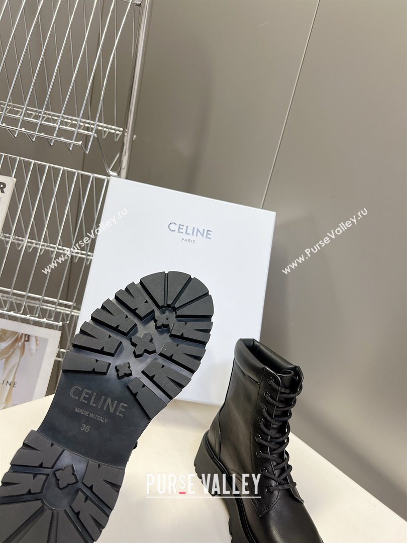 Celine Laced-up Platform Ankle Boots 5cm in Calfskin Leather Black 2025 CE102402 (MD-251024042)