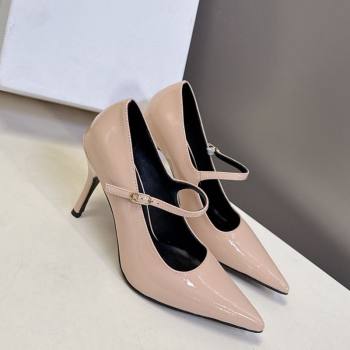 Celine Judy Strappy Mary Janes Pumps 8.5cm in Patent Leather Light Pink 2025 (MD-251024079)