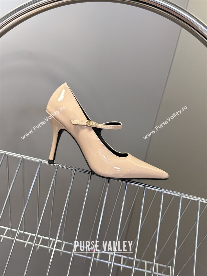 Celine Judy Strappy Mary Janes Pumps 8.5cm in Patent Leather Light Pink 2025 (MD-251024079)