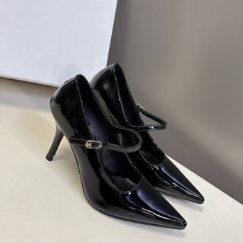 Celine Judy Strappy Mary Janes Pumps 8.5cm in Patent Leather Black 2025 (MD-251024080)