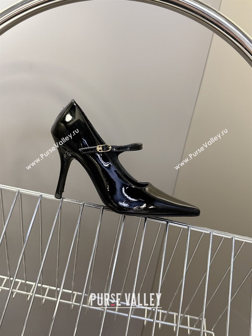 Celine Judy Strappy Mary Janes Pumps 8.5cm in Patent Leather Black 2025 (MD-251024080)