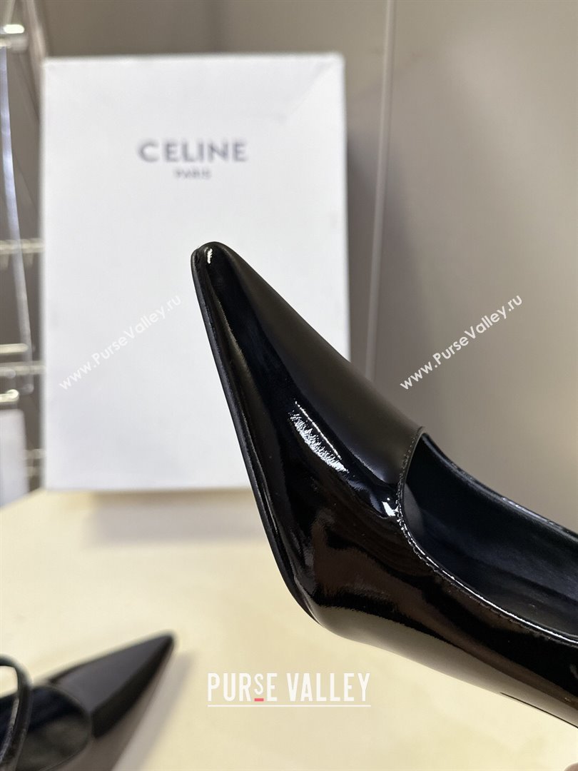 Celine Judy Strappy Mary Janes Pumps 8.5cm in Patent Leather Black 2025 (MD-251024080)