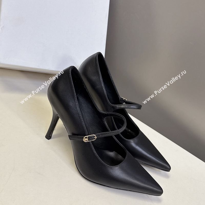 Celine Judy Strappy Mary Janes Pumps 8.5cm in Calfskin Leather Black 2025 (MD-251024078)