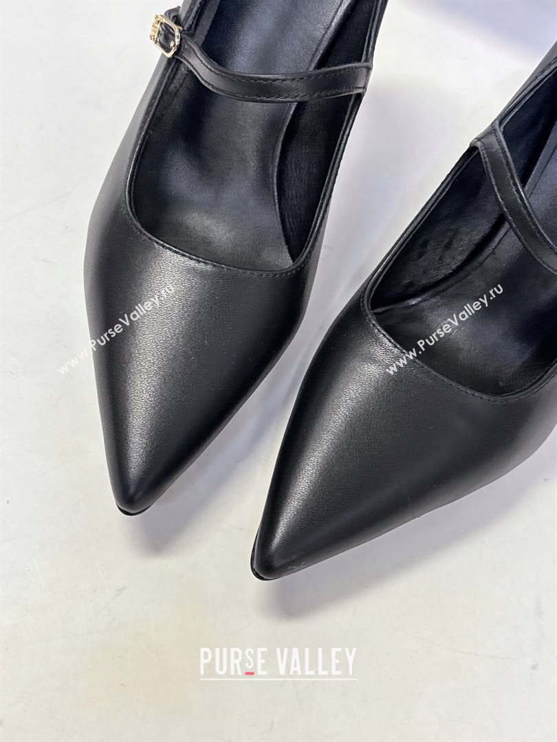 Celine Judy Strappy Mary Janes Pumps 8.5cm in Calfskin Leather Black 2025 (MD-251024078)