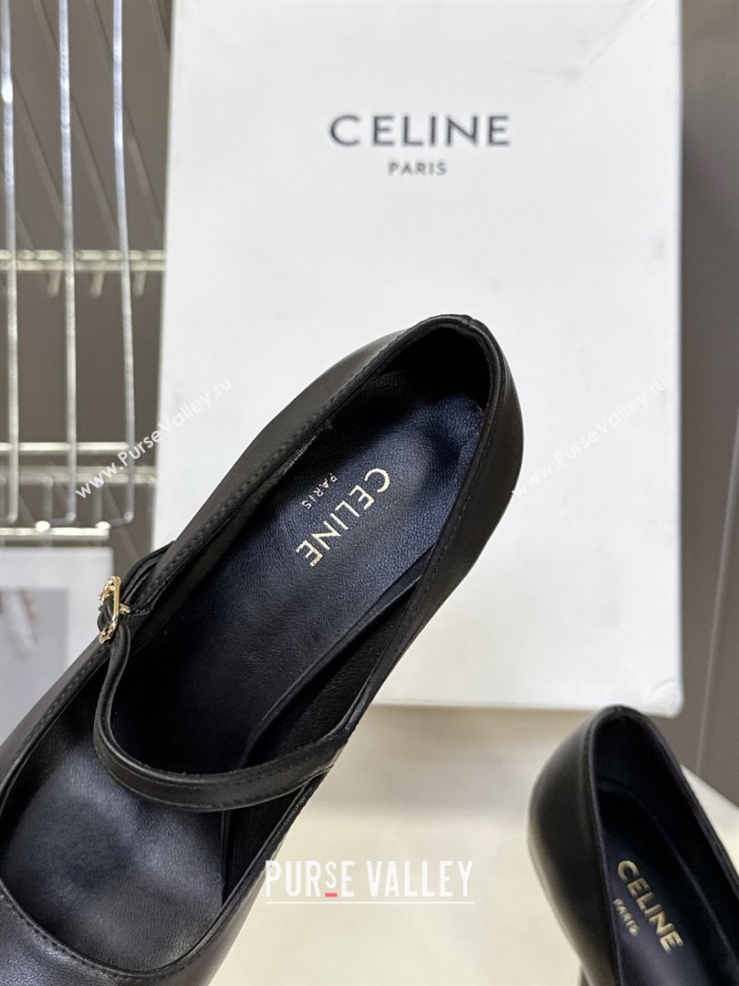 Celine Judy Strappy Mary Janes Pumps 8.5cm in Calfskin Leather Black 2025 (MD-251024078)