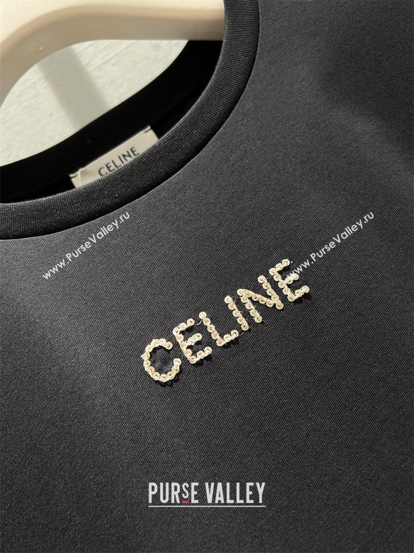 Celine Cotton T-Shirt Black 2025 CE110687 (QI-251106091)