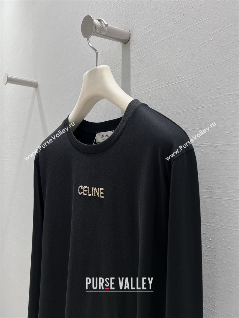 Celine Cotton T-Shirt Black 2025 CE110687 (QI-251106091)