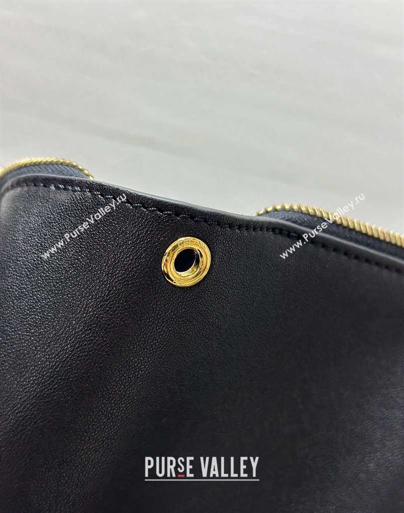 Celine Medium New Luggage Top Handle Bag in Supple Shiny Lambskin Leather Black 2025 123693 (BL-251124050)