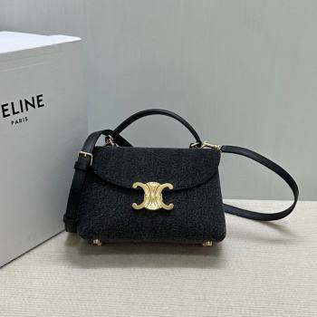 Celine Teen Nino Bag in Triomphe Denim Black 2025 118112 (BL-251124052)