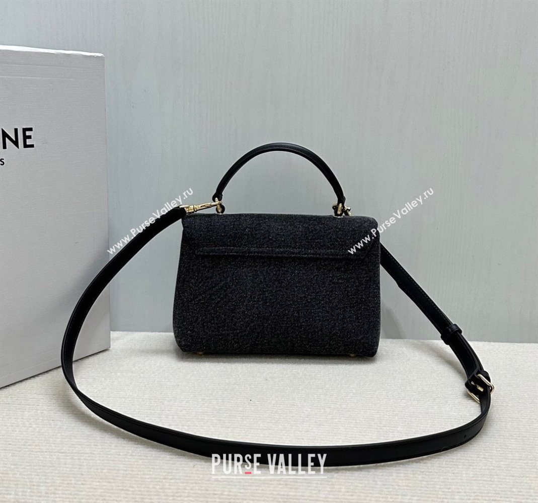 Celine Teen Nino Bag in Triomphe Denim Black 2025 118112 (BL-251124052)