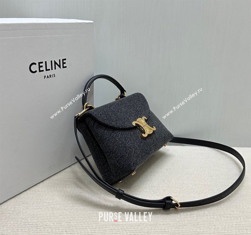 Celine Teen Nino Bag in Triomphe Denim Black 2025 118112 (BL-251124052)
