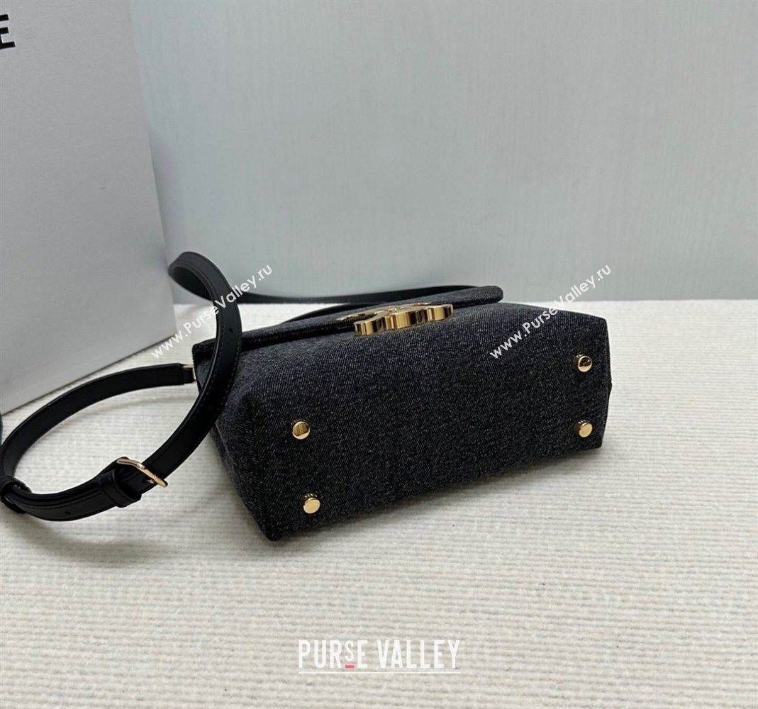 Celine Teen Nino Bag in Triomphe Denim Black 2025 118112 (BL-251124052)
