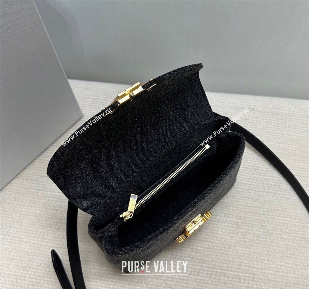 Celine Teen Nino Bag in Triomphe Denim Black 2025 118112 (BL-251124052)