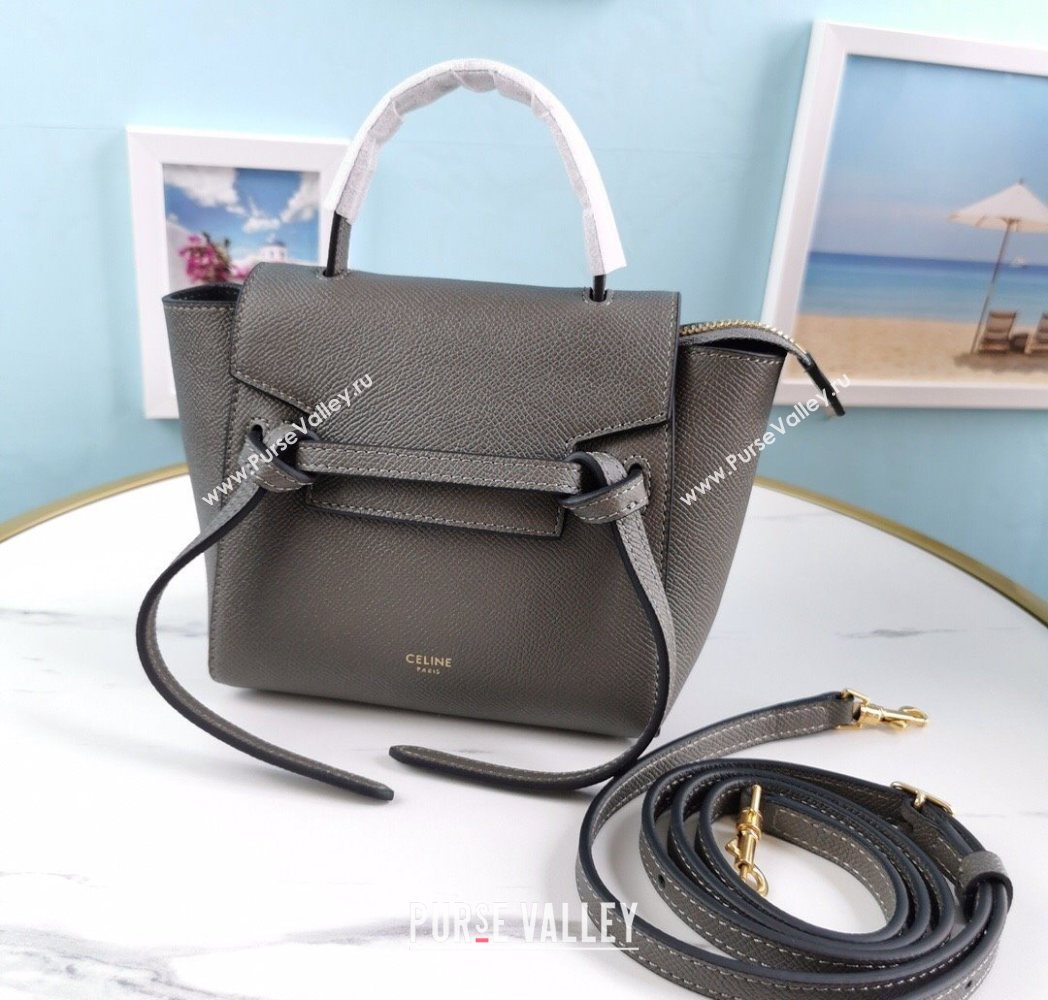 Celine Belt Pico Mini Bag in Grained Leather Grey 2025 194263 (BL-251124032)